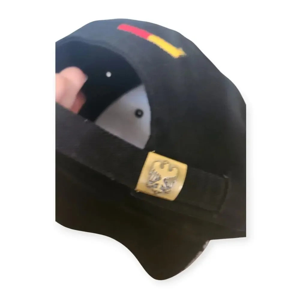 Pair of Deutschland Germany Black Embroidered Baseball Soccer Cap Hat Lid NEW - Picture 6 of 8
